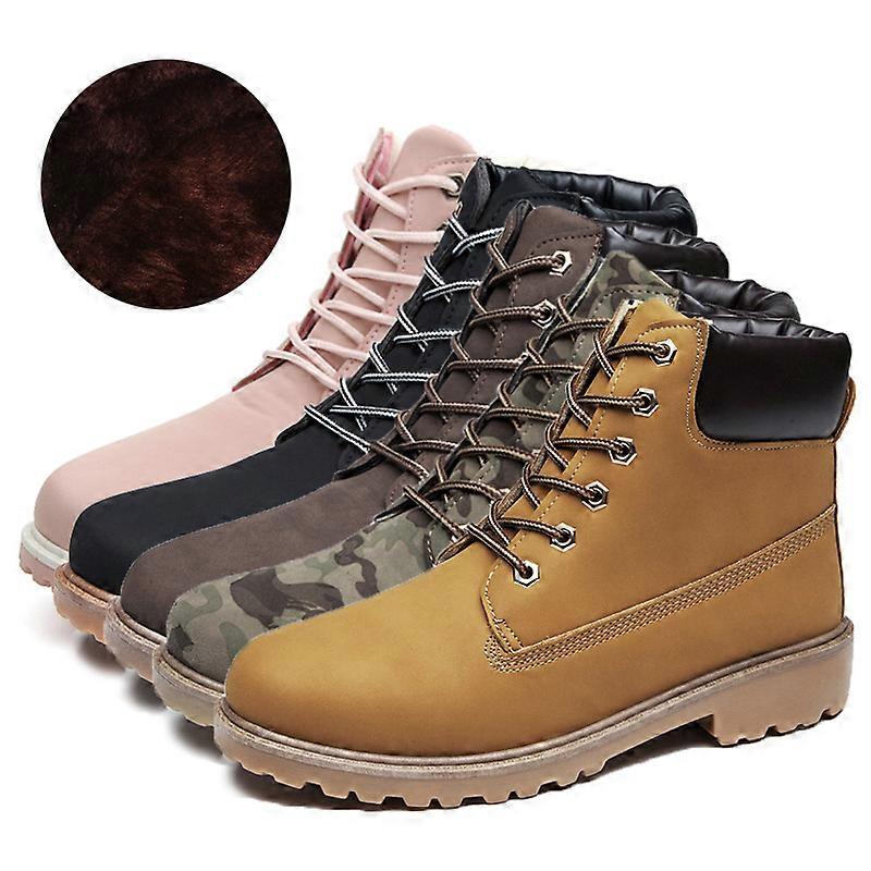 Women Square Heels Winter Snow Boots Warm Plush Black