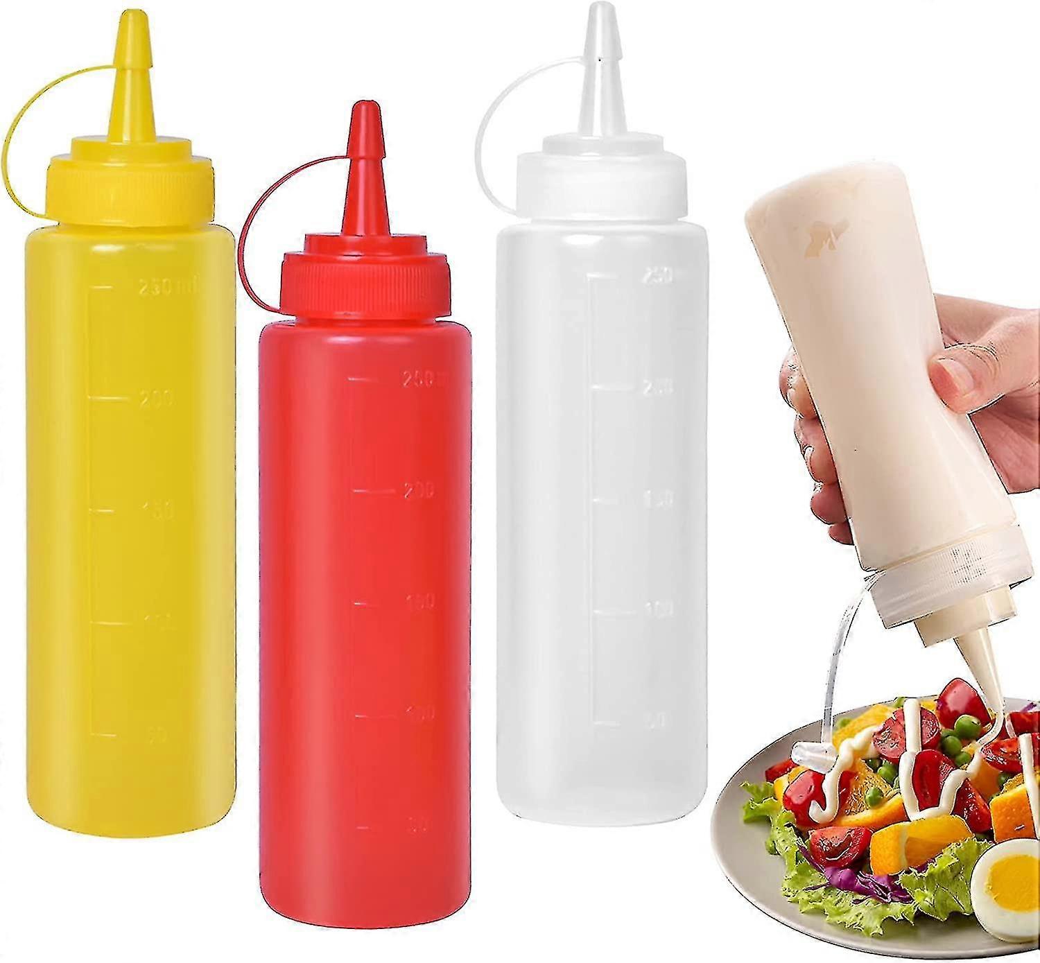 3 Pcs Condiment Bottle, Sauce Bottle, 8 Oz Squeeze Bottles, Soft Plastic Bottle