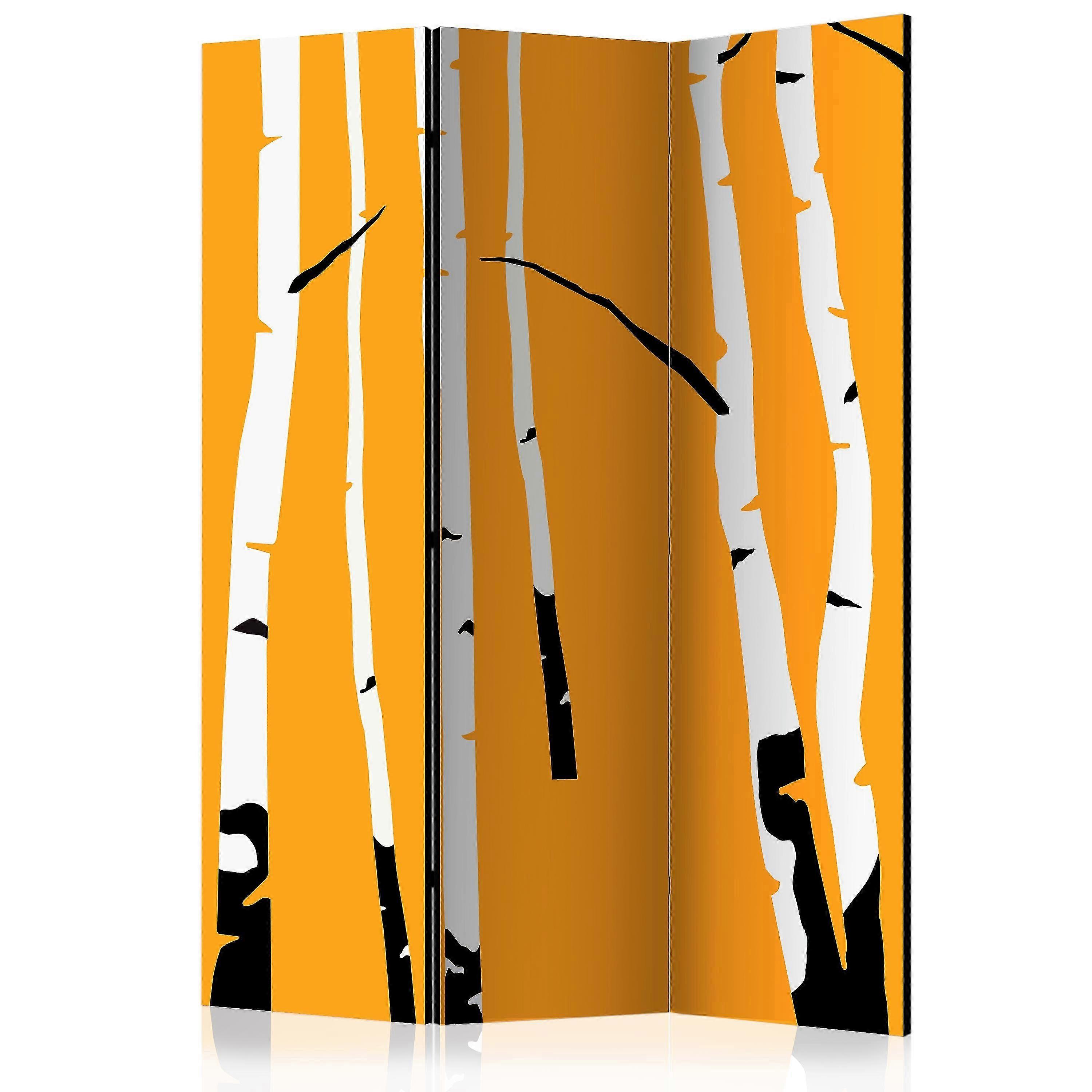 Room Divider - Birches on the orange background