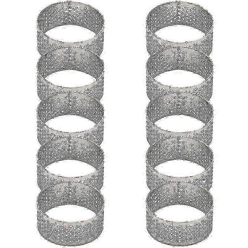 10pcs 4.5cmラウンドステンレス穴あきシームレスタルトリングキッシュリングタルトパンパイタルトリングH付き