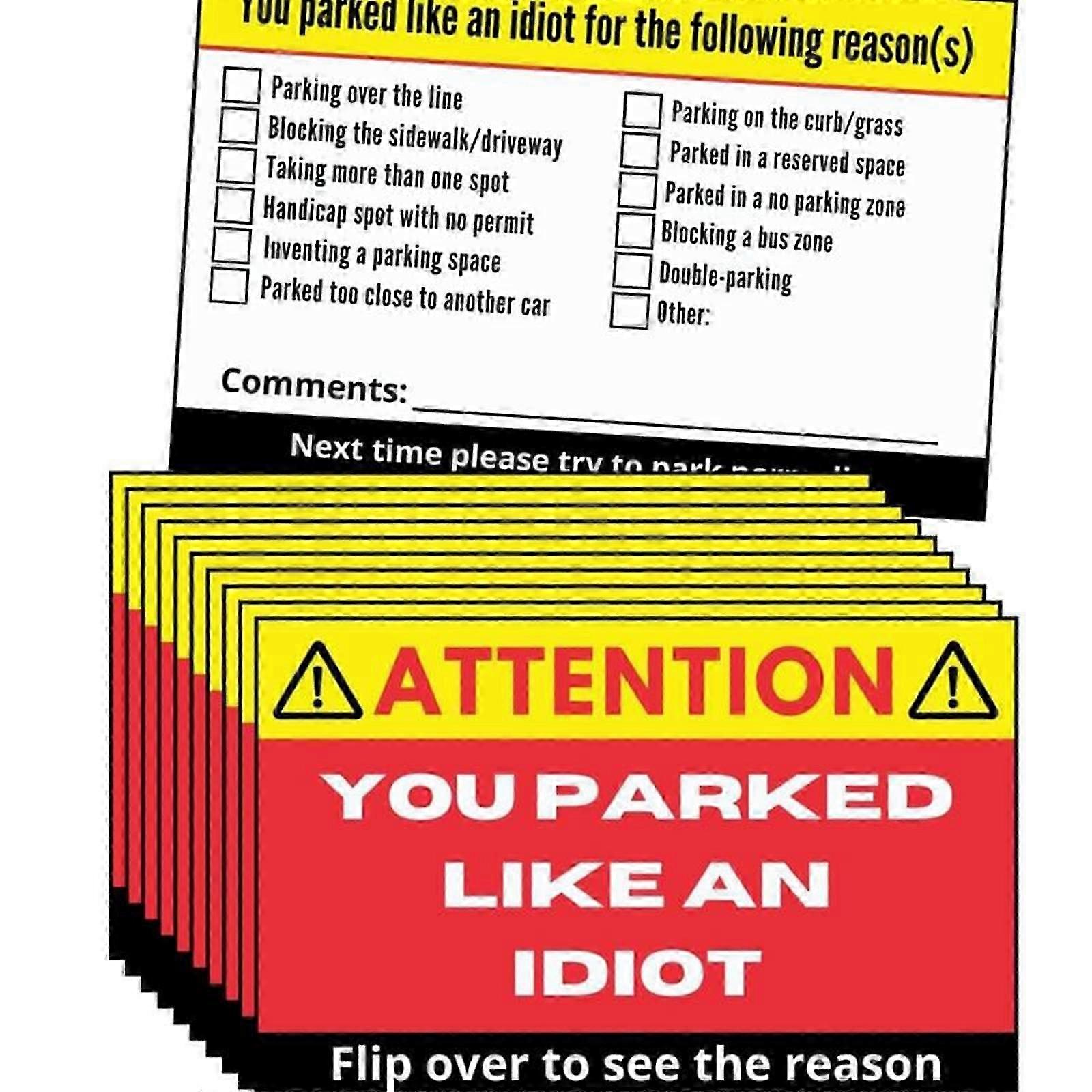 كنت متوقفة مثل أحمق بطاقات العمل بطاقات وقوف السيارات سيئة متعددة الأسباب بطاقات الانتهاك تذكرة وهمية مزحة نكتة هفوة هدية