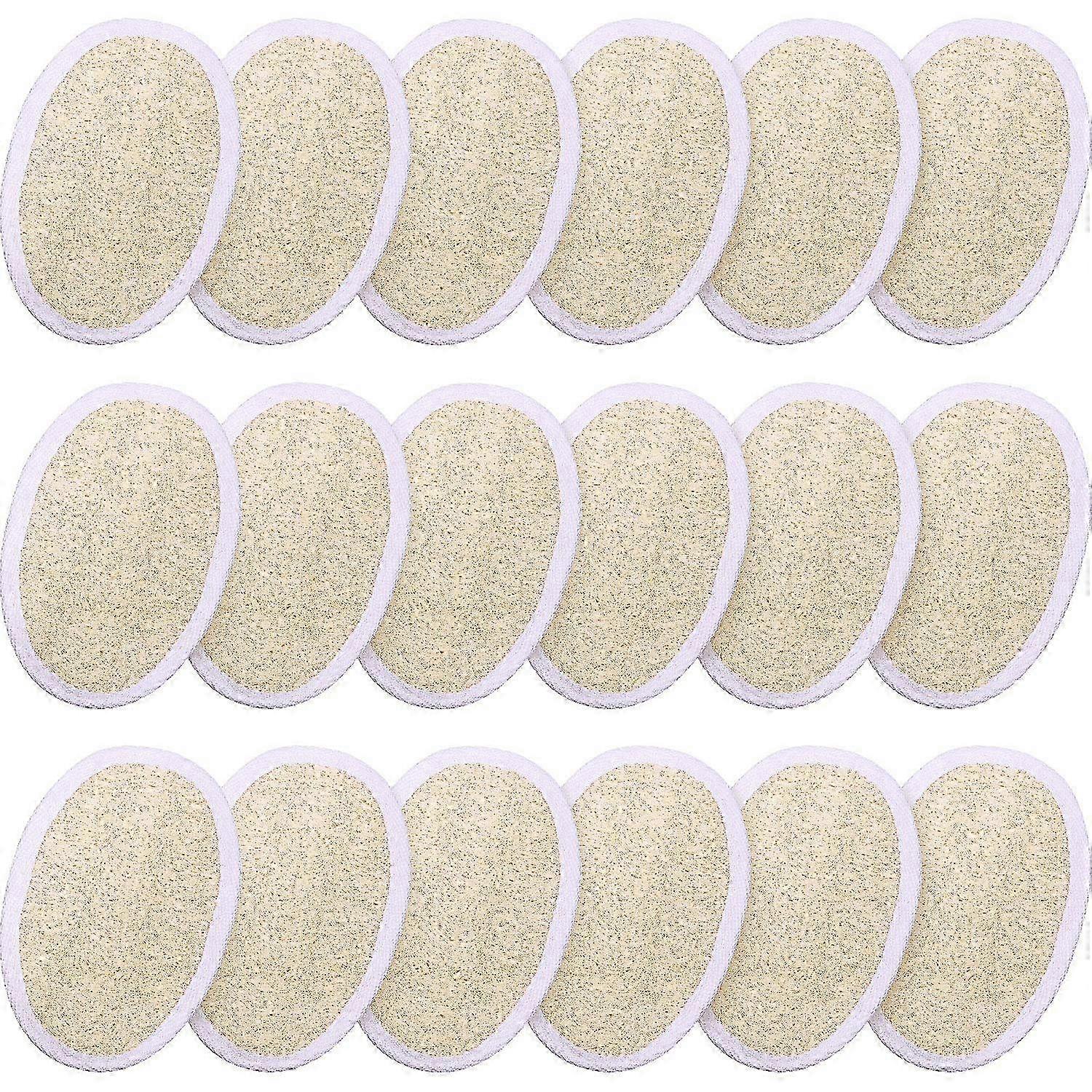 Bath Loofah Sponge Pads, Exfoliating, Natural, 18pcs, Oval Shape