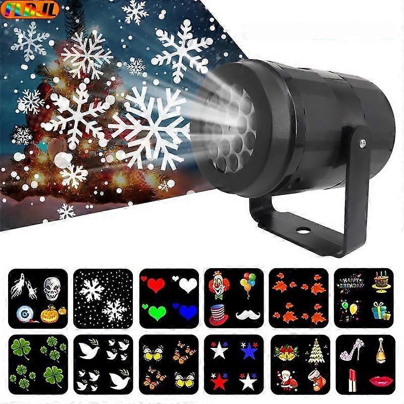 Christmas Party Lights Snowflake Projector Light Led Stage Rotating Xmas Pattern Outdoor Holiday Lighting Garden Dcor