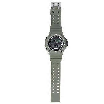 Men Watch LED Night Light 50m Waterproof Large Screen Rubber Strap World Time Zone Digital Display W