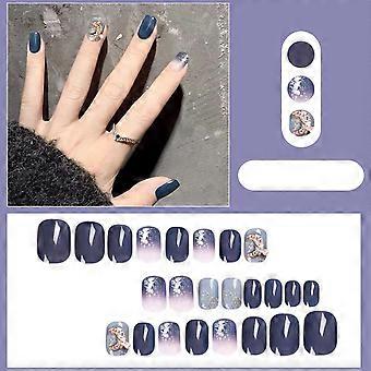 Unhas postiças Haze Blue Moon glamourosas e atraentes Look Nails Jelly Glue Model