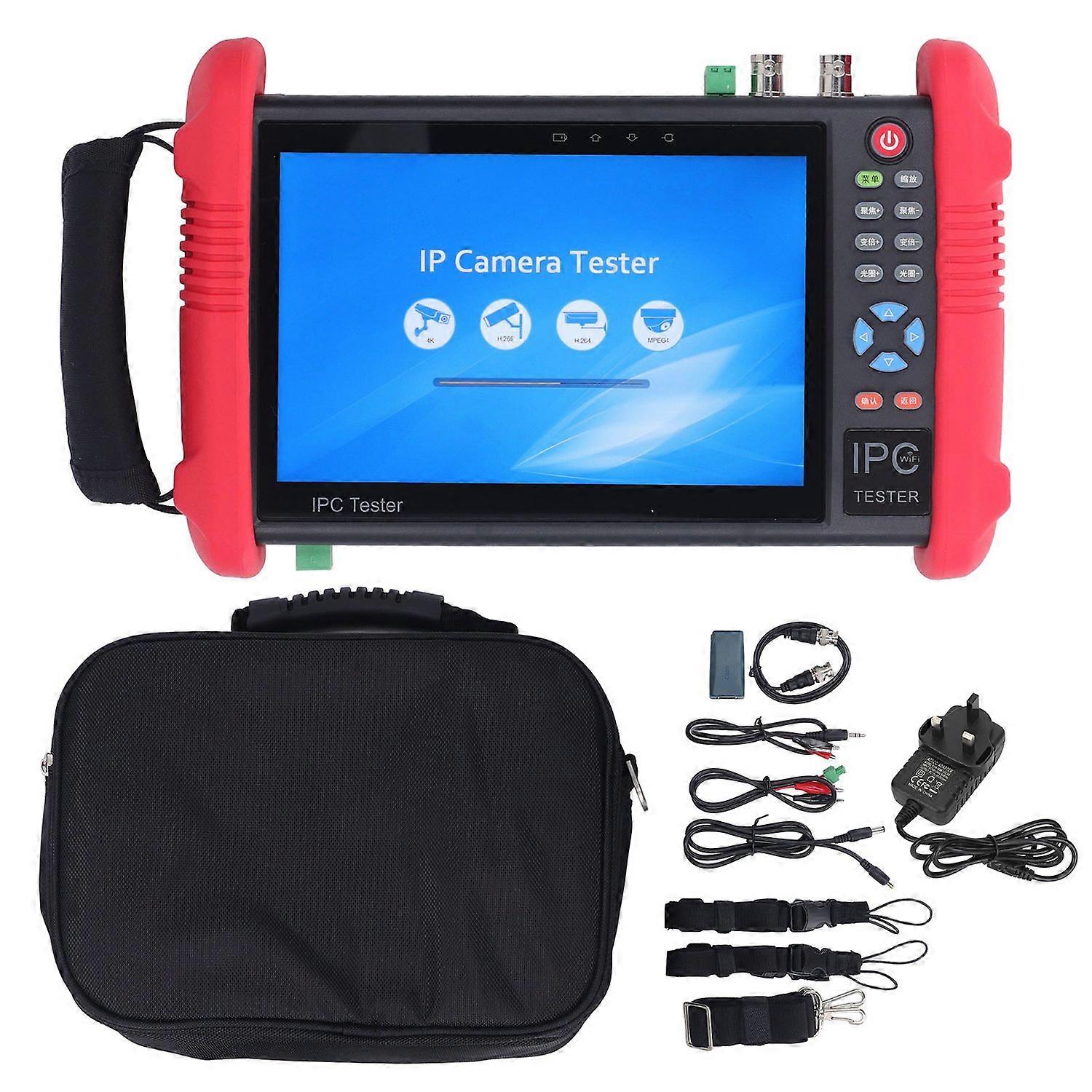 7in CCTV Tester Multifunctional Portable Camera Tester for AHD TVI UTP Cable DC12V 2A UK Plug 100‑24