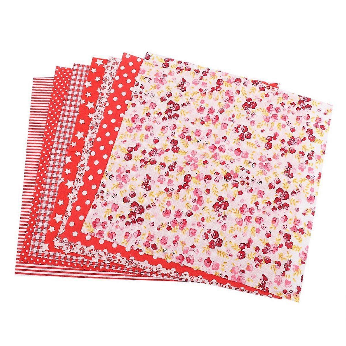7pcs 50*50cm Cotton Fabric DIY Assorted Squares Pre Cut Bedding Kit Quarters Bundle (Red)