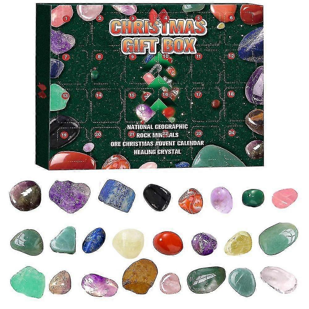 Xmas Calendar Advent Calendar 2023 Kids Advent Calendar with Rocks Minerals Gemstones Complete Rock Collection Christmas Countdown Calendar| |