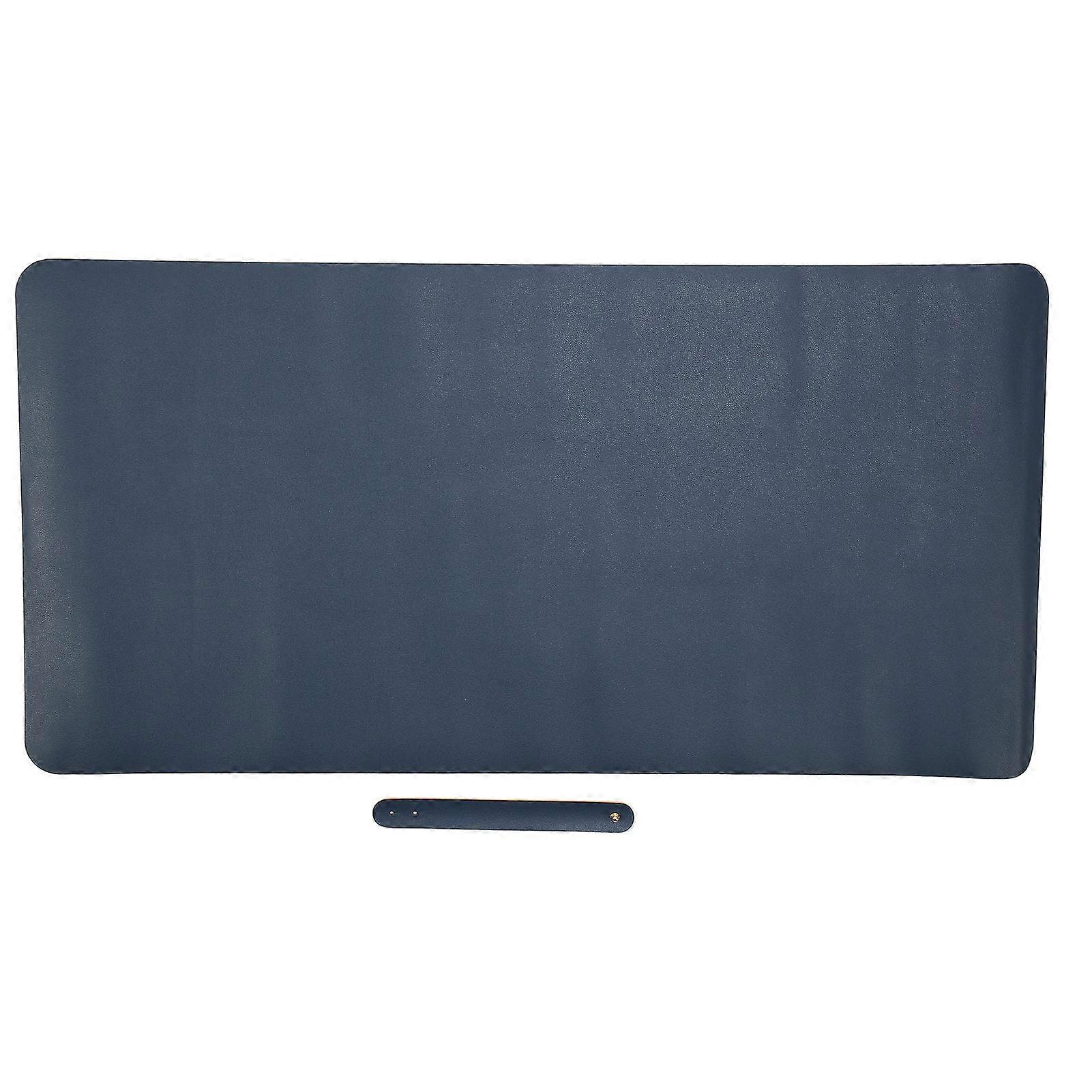 Double-Sided Blue/Yellow Waterproof Leather Desk Mat - Large Writing & Mouse Pad