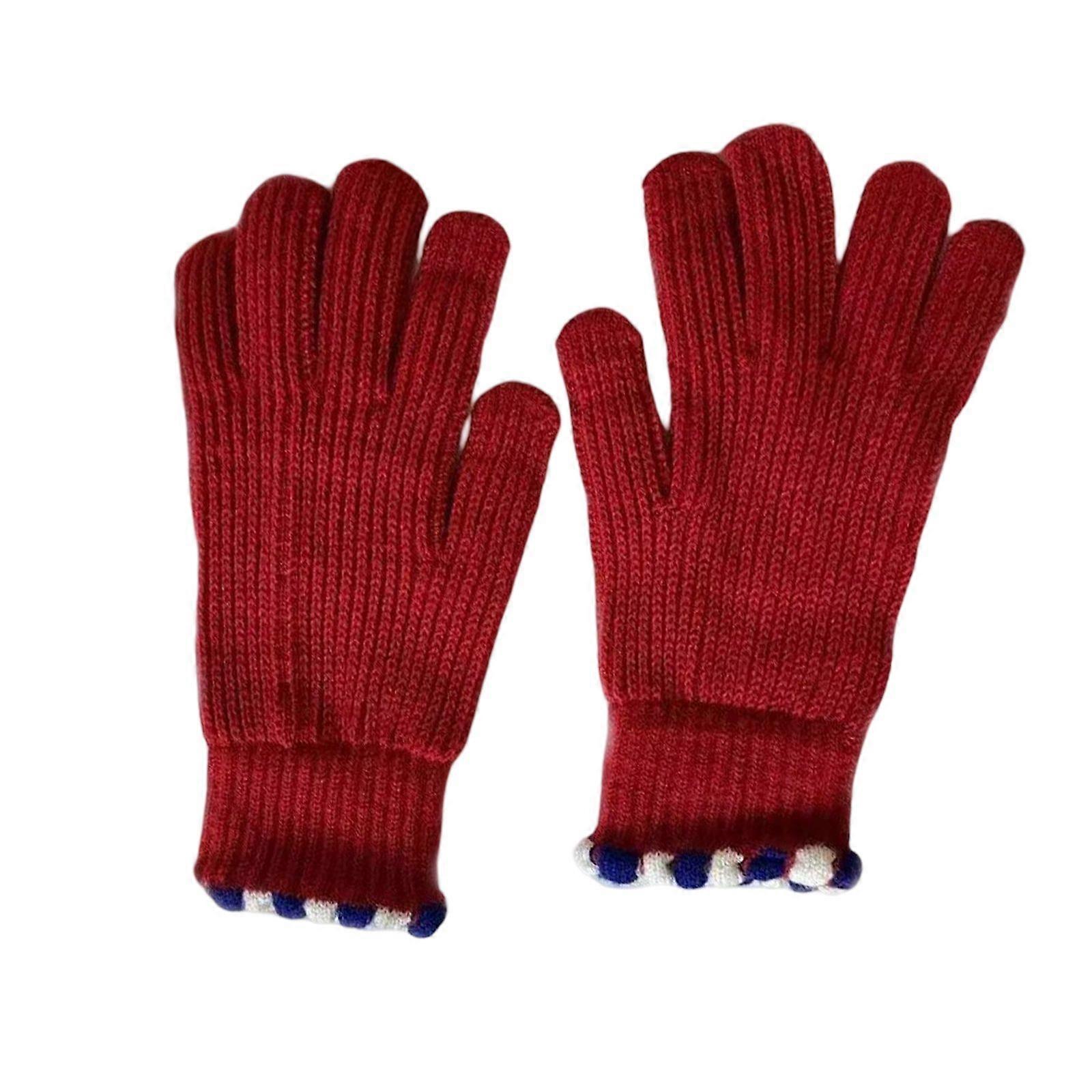 Women Winter Gloves 1 Pair Color Elastic Thickened Soft Plush Warm Windproof