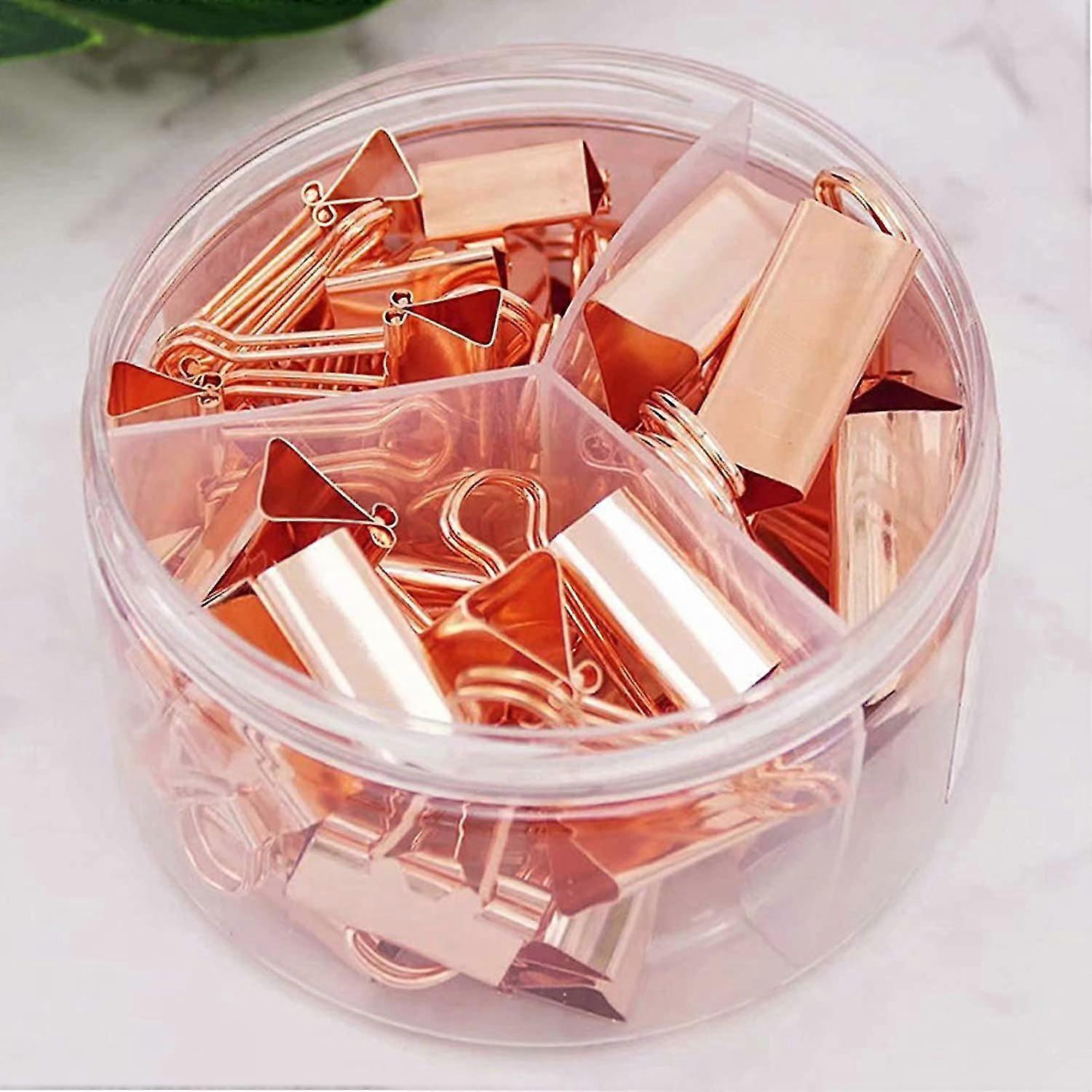 Rose Gold Binder Clips Paper Clamps, Assorted Sizes Set (small, Medium, Large) For Office School And e Supplies,7740
