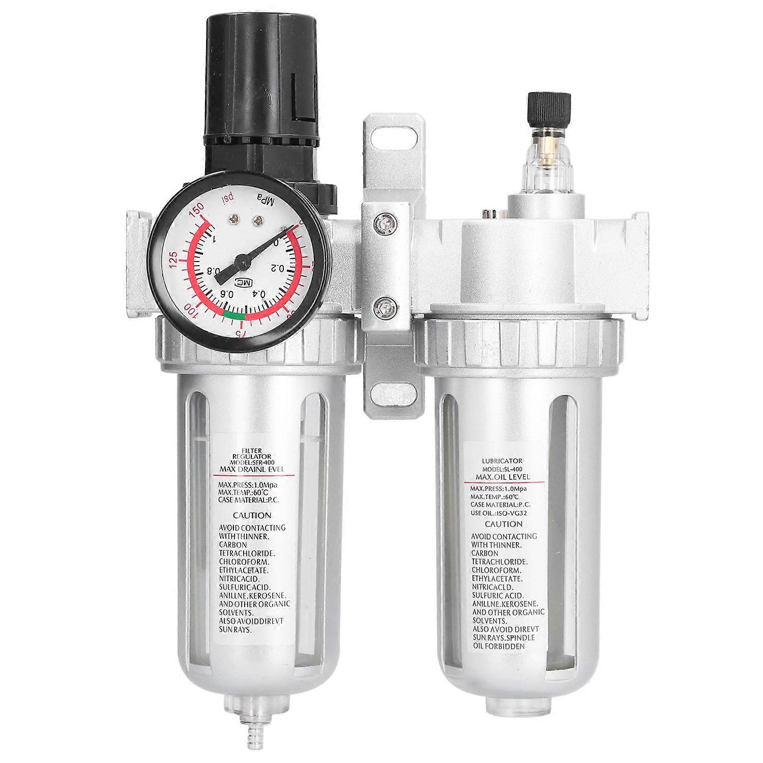 Air Filter Pressure Regulator Aluminum Alloy Water Oil Trap Separator Gauge Kit for Mechanical Engin