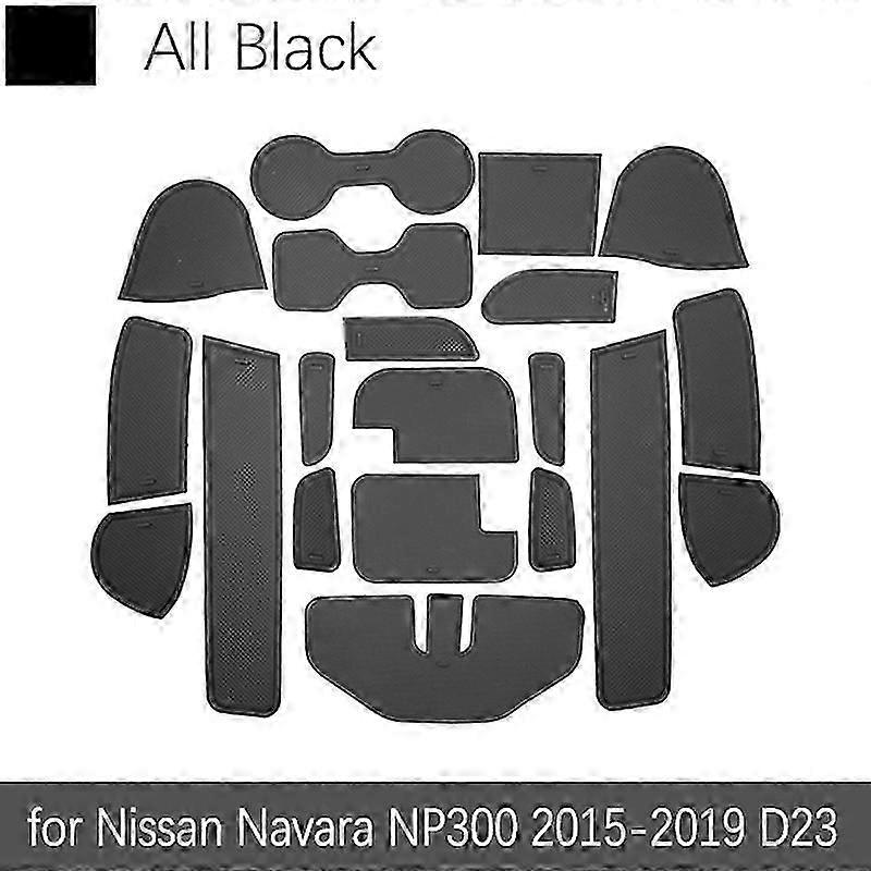 Car Door Groove Mat For Nissan Navara Np300 D23 2015~2019 Non-slip Mat Anti-dirty Dust Mat Slot Hole Pad Rubber Black