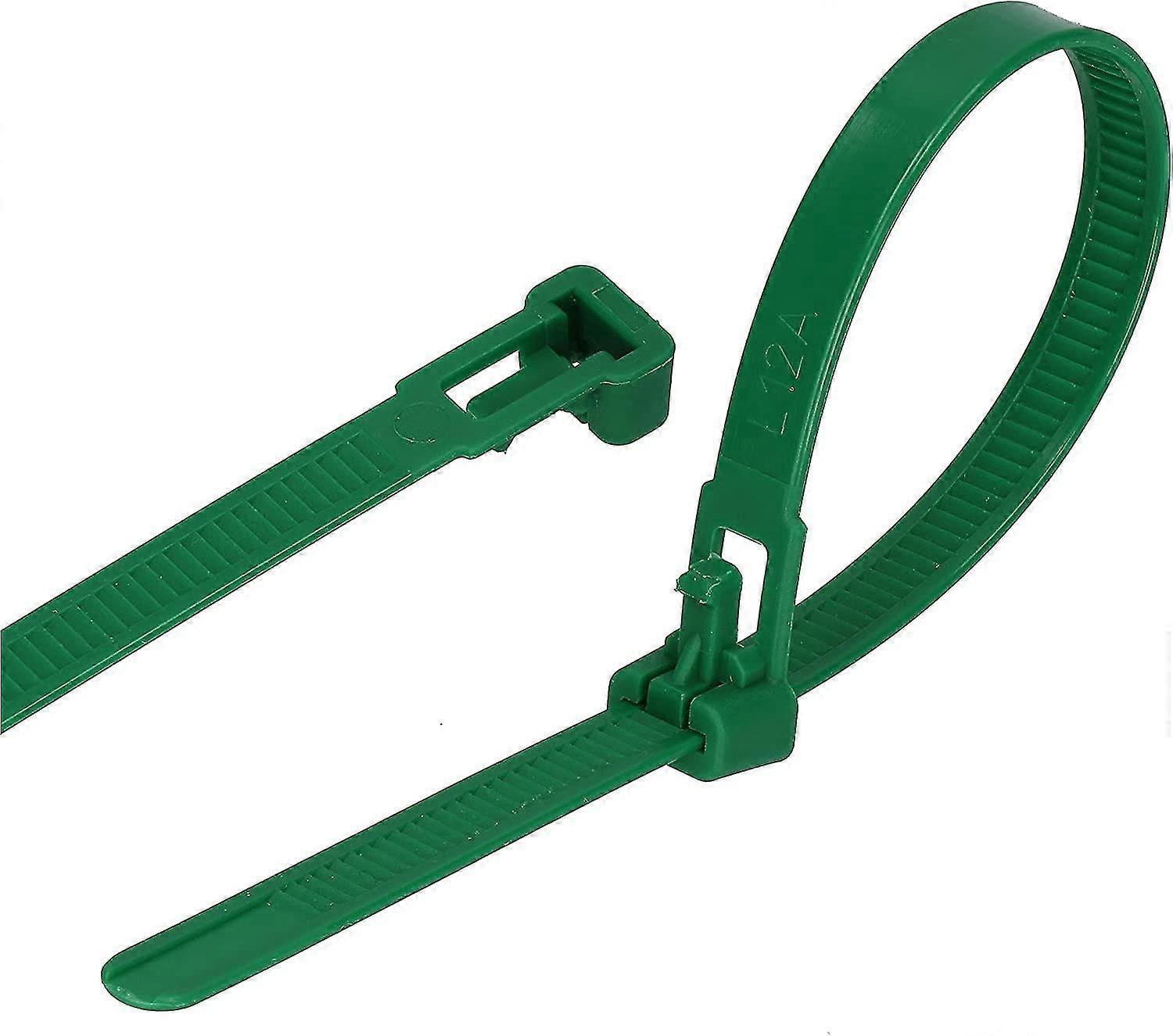 100 Pack Reusable Cable Ties (7.6mm x 250mm, Green)