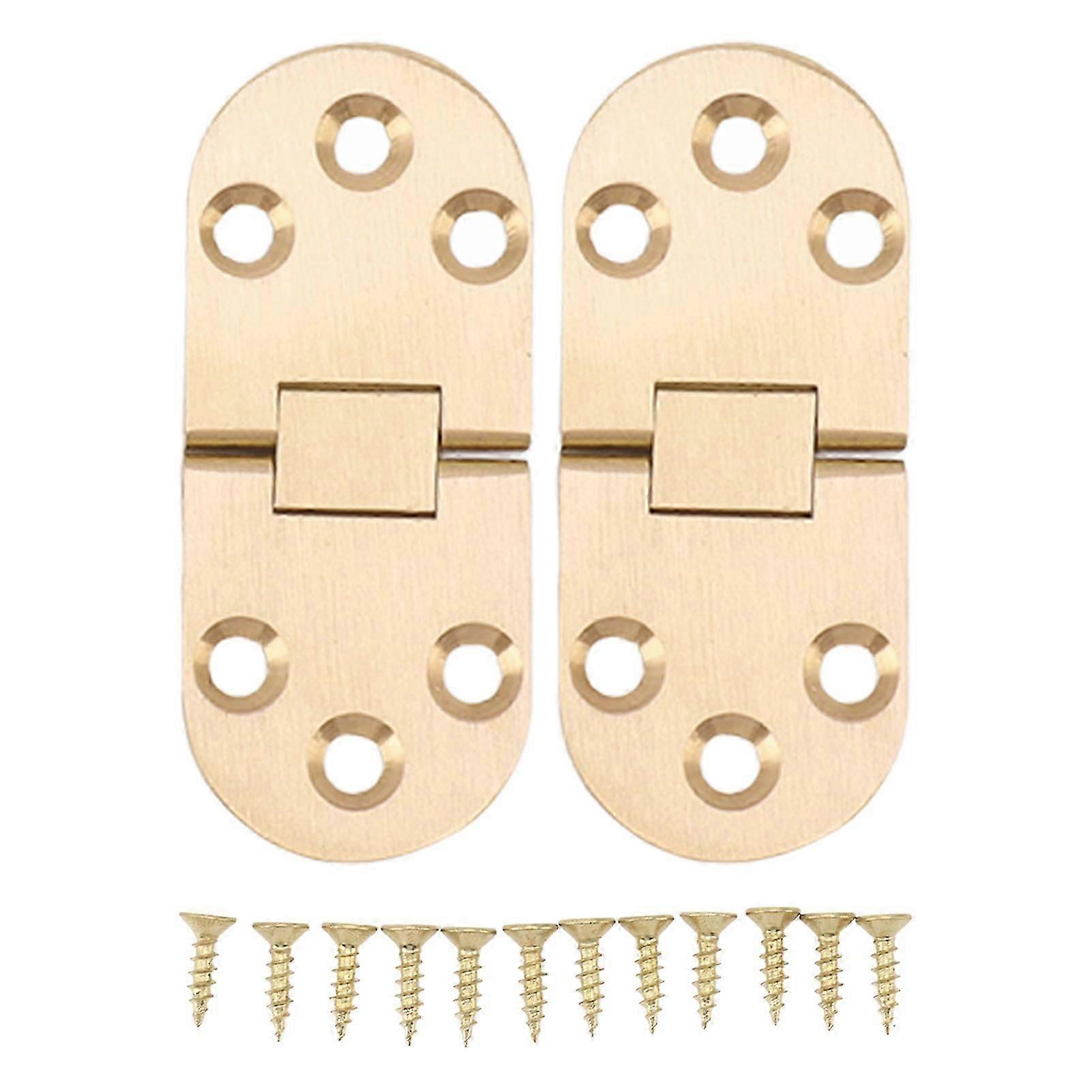 2 Sets Folding Flip Top Hinge Rustproof Round Edge 180 Degree Brass Flap Hinge With Screws For Folding Table Sewing Machine 2.0mm/0.08in