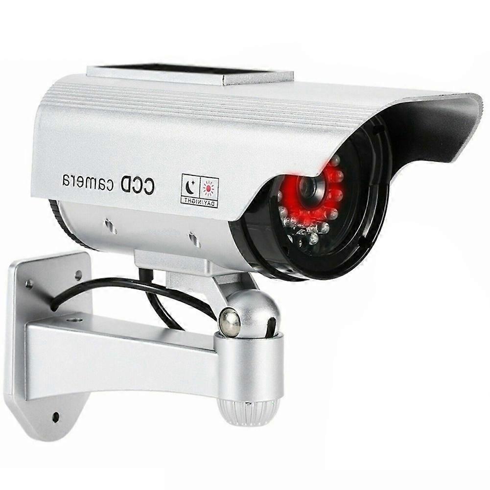 Solar Powered Simulated Dummy Camera Security CCTV Outdoor Waterproof Emulational IR LED Flash Red L
