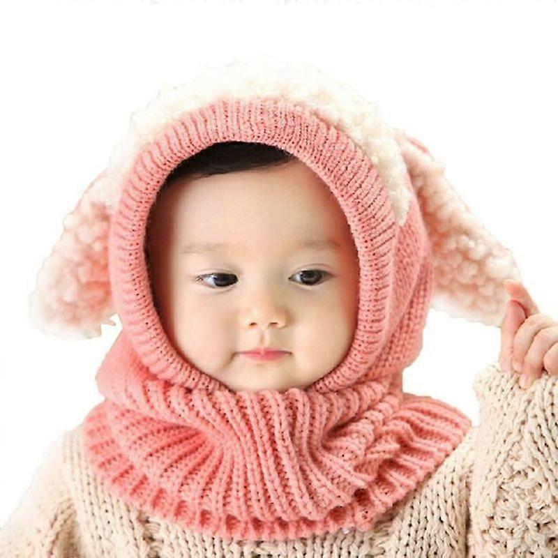 Children's winter hat scarf - Chic lambskin - Pink