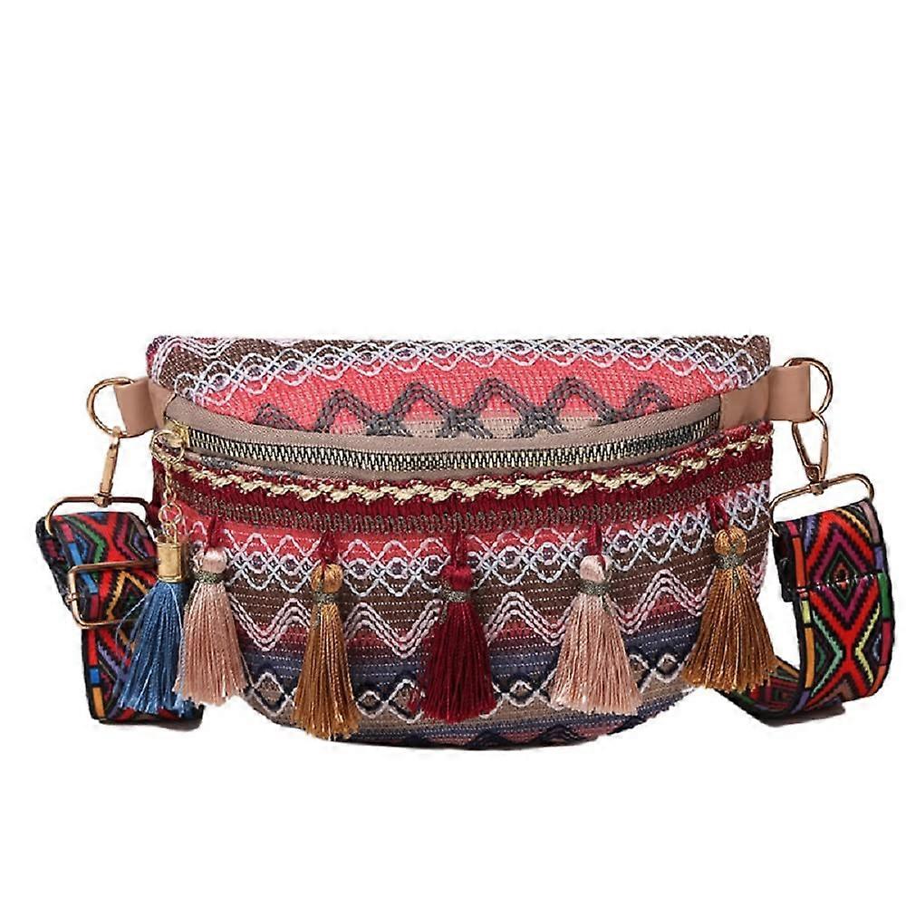 Ethnic Style Waist Bag with Adjustable Strap