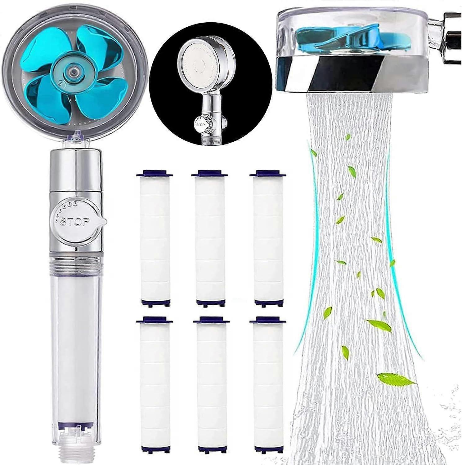 Hand Shower, Water Saving Anti-Scale Shower Head, 360 Swivel High Pressure Propeller Shower Head, Three Levels Filter System with,6 Replaceable PP Cot