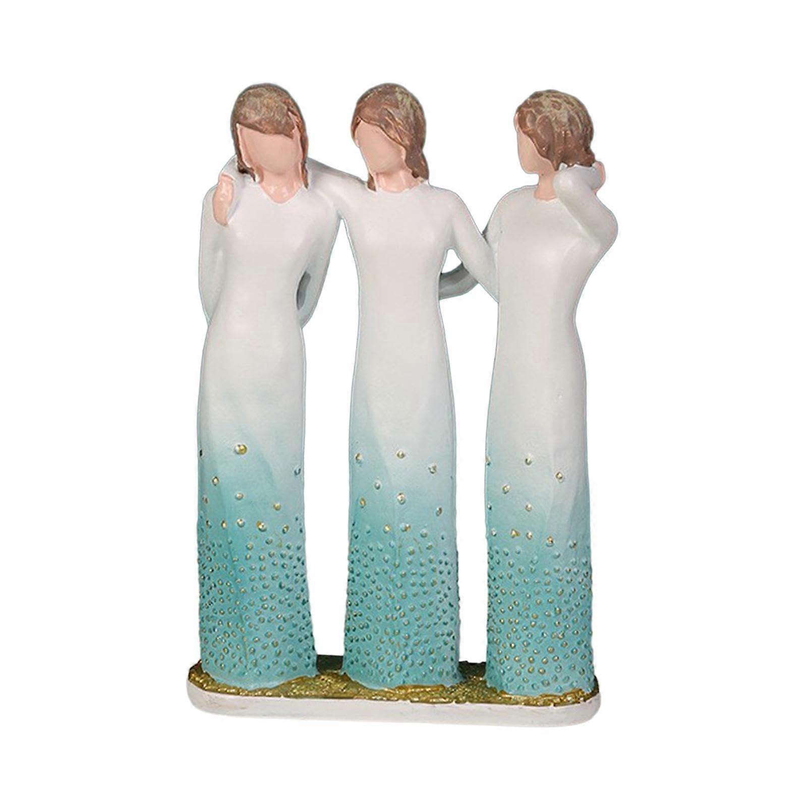 Hand Painted 3 Sisters Figurine as Centerpiece for Shelf and Table Decor