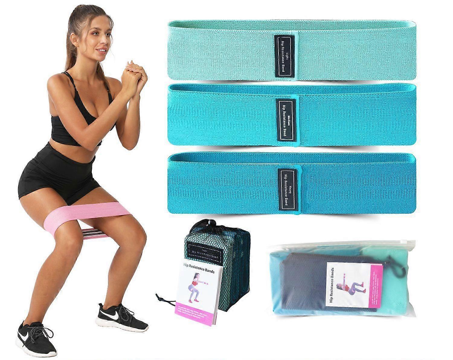 Resistance Bands, Loop Stretch Band Pull Band, Level 3 Leg and Butt Ring Glute Exercise Band (Lake blue + blue + dark blue)