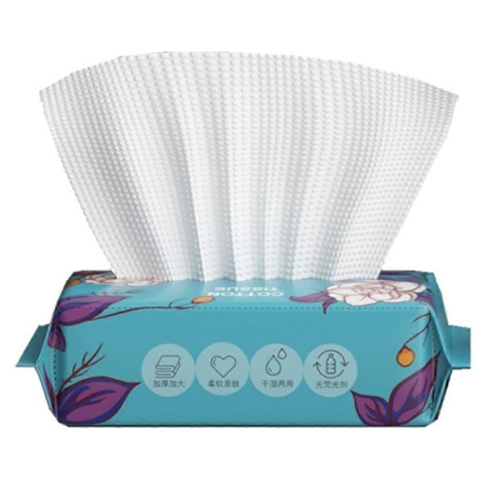 AS 60 Sheets Disposable Facial Cleansing Towels Camellia Embossed Thick Pull Out Face Wipes