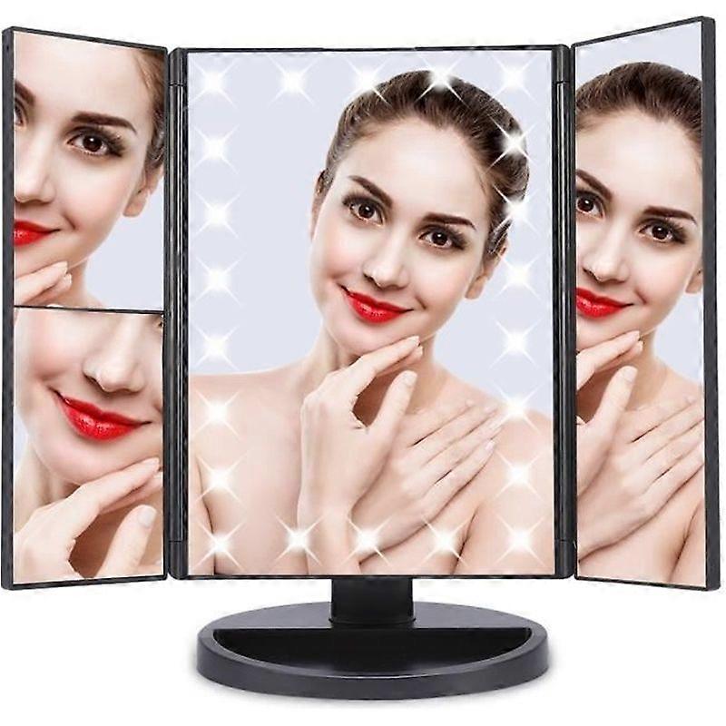 LED Makeup Mirror - 2X 3X Magnifying Lamp - Touch Screen - Black