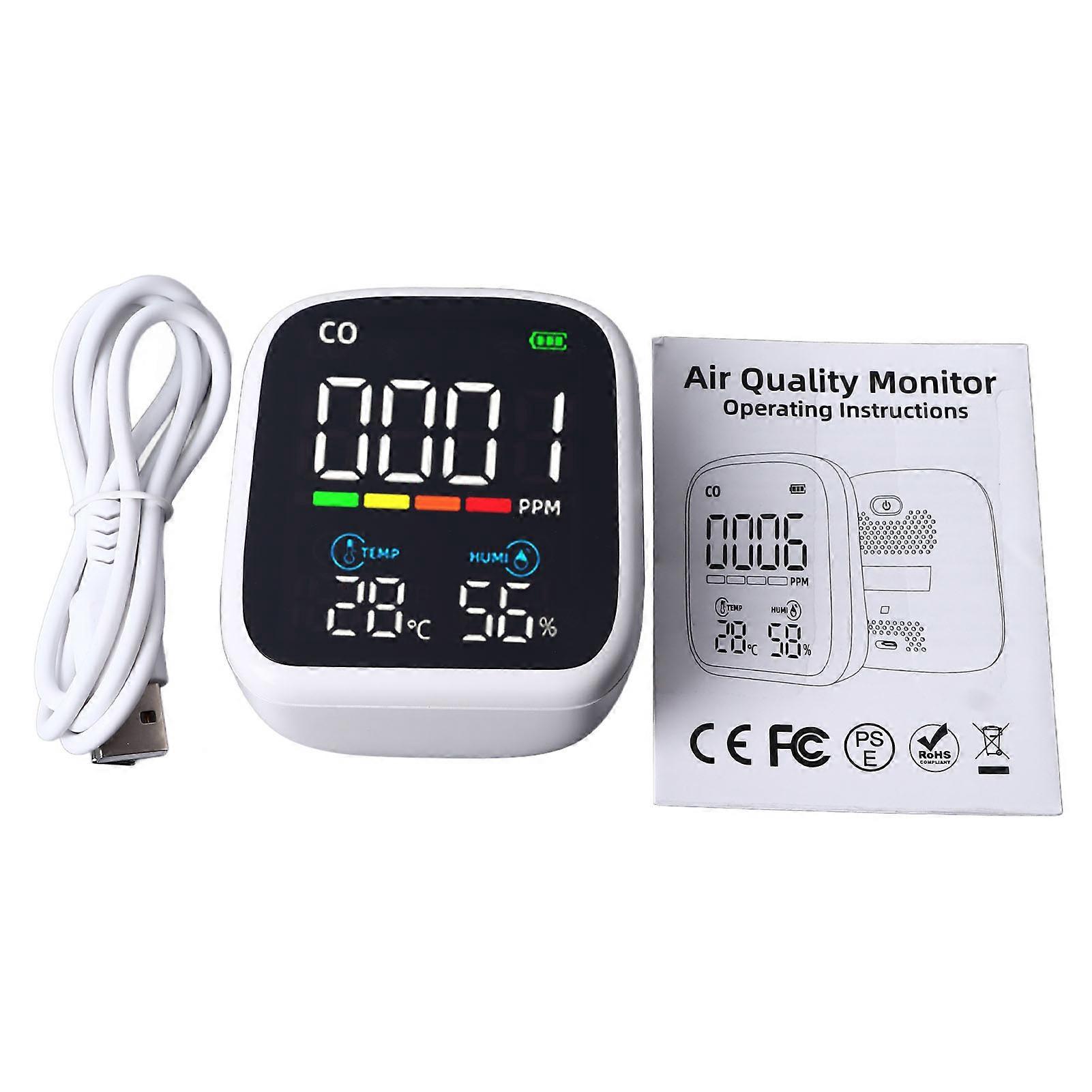 3 in 1 CO Gas Tester High Accuracy Color Screen Portable CO Meter Temperature Humidity Meter for Kitchen