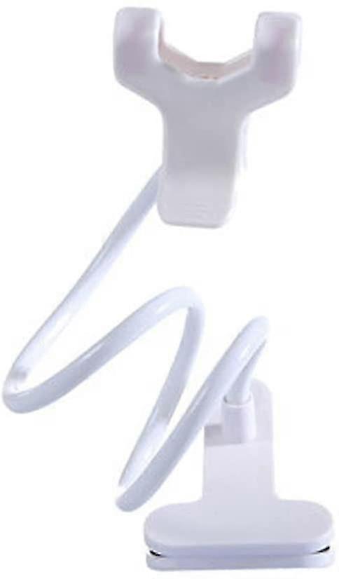 Universal Gooseneck Phone Holder with Clip, Portable Flexible Holder, Long Arms 360 Adjustable Rotation, Sturdy (White)