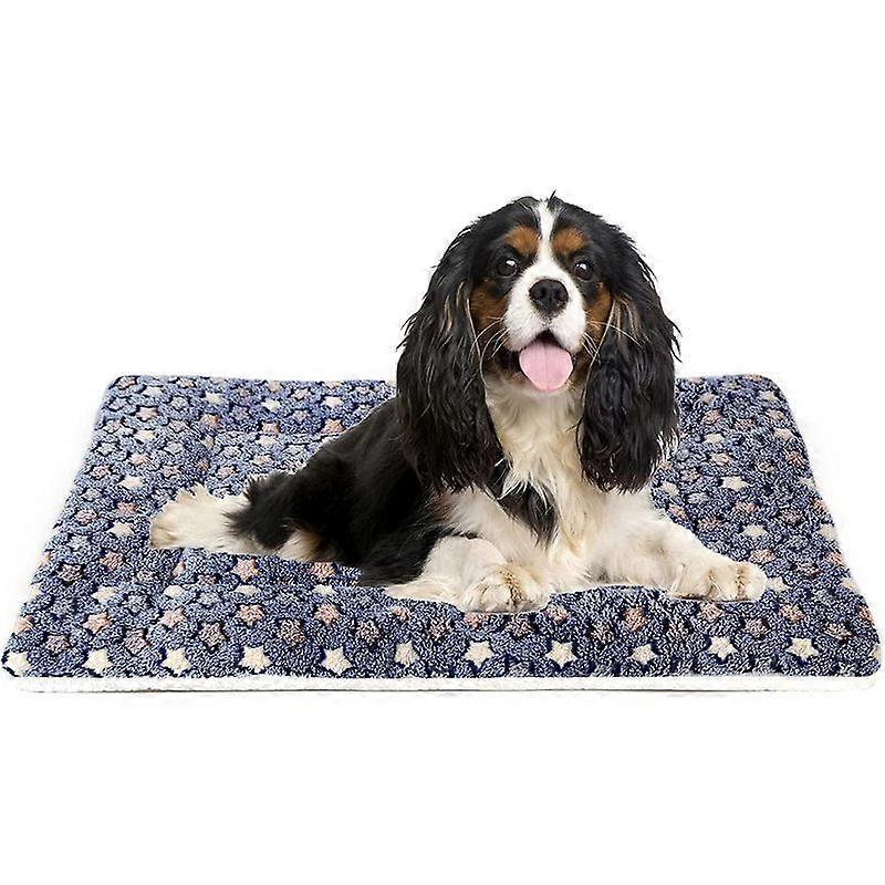 Minglan Dark Blue Dog Bed Crate Pad Ultra Soft Pet Bed Washable Crate Mat for Large Medium Small Dogs Reversible Fleece Dog Crate Kennel Mat Cat Bed