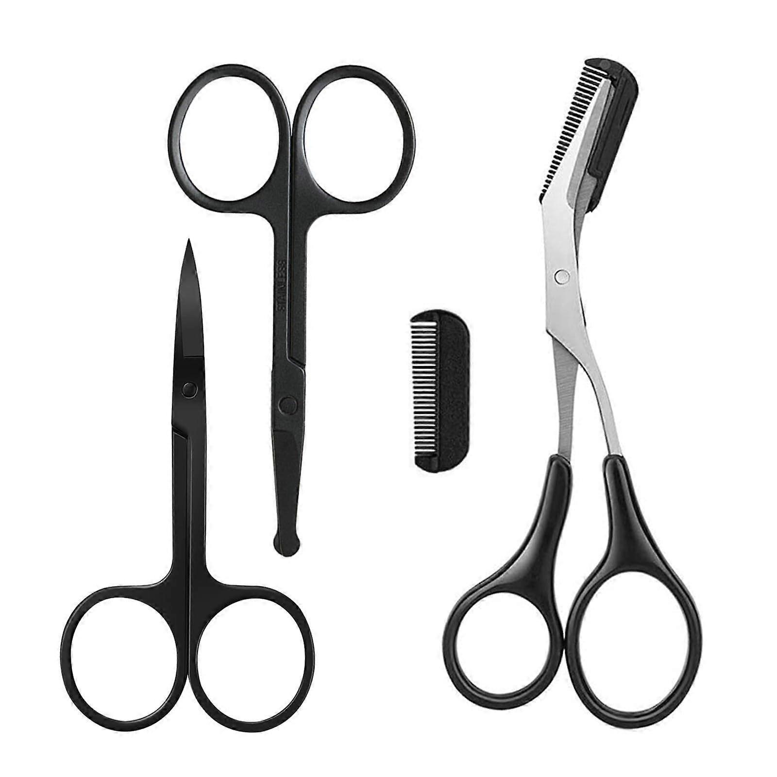 Vicious Scissors Small Grooming Scissors Set for Men - Eyebrow, Nose Hair, Mustache, Beard, Eyelashes - 3 Piece Set