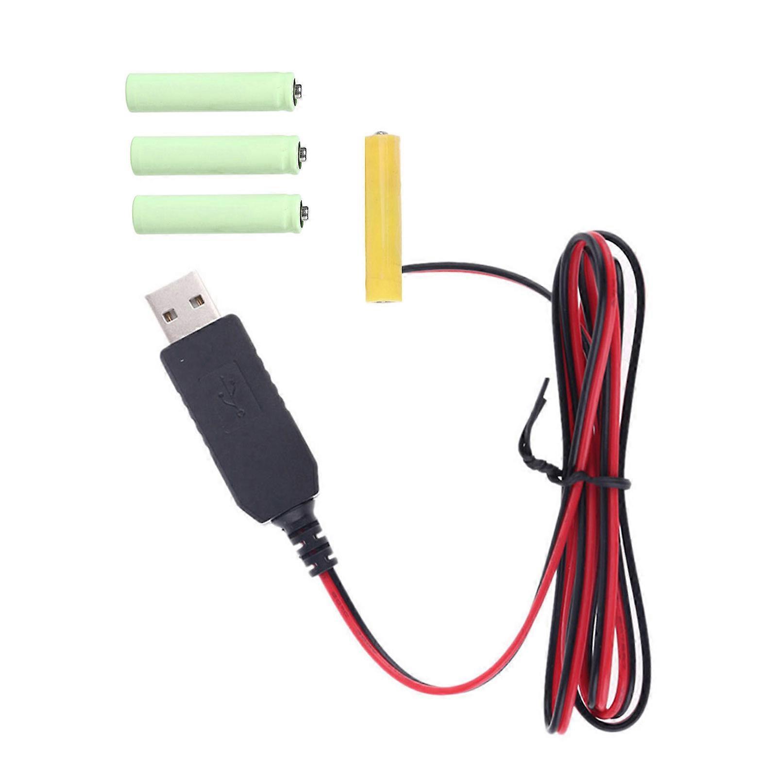 AAA Battery Eliminators USB Power Supply Cable Replace 4x 1.5V LR03 AAA Batteries for Radio Electric Toy Clock LED Light