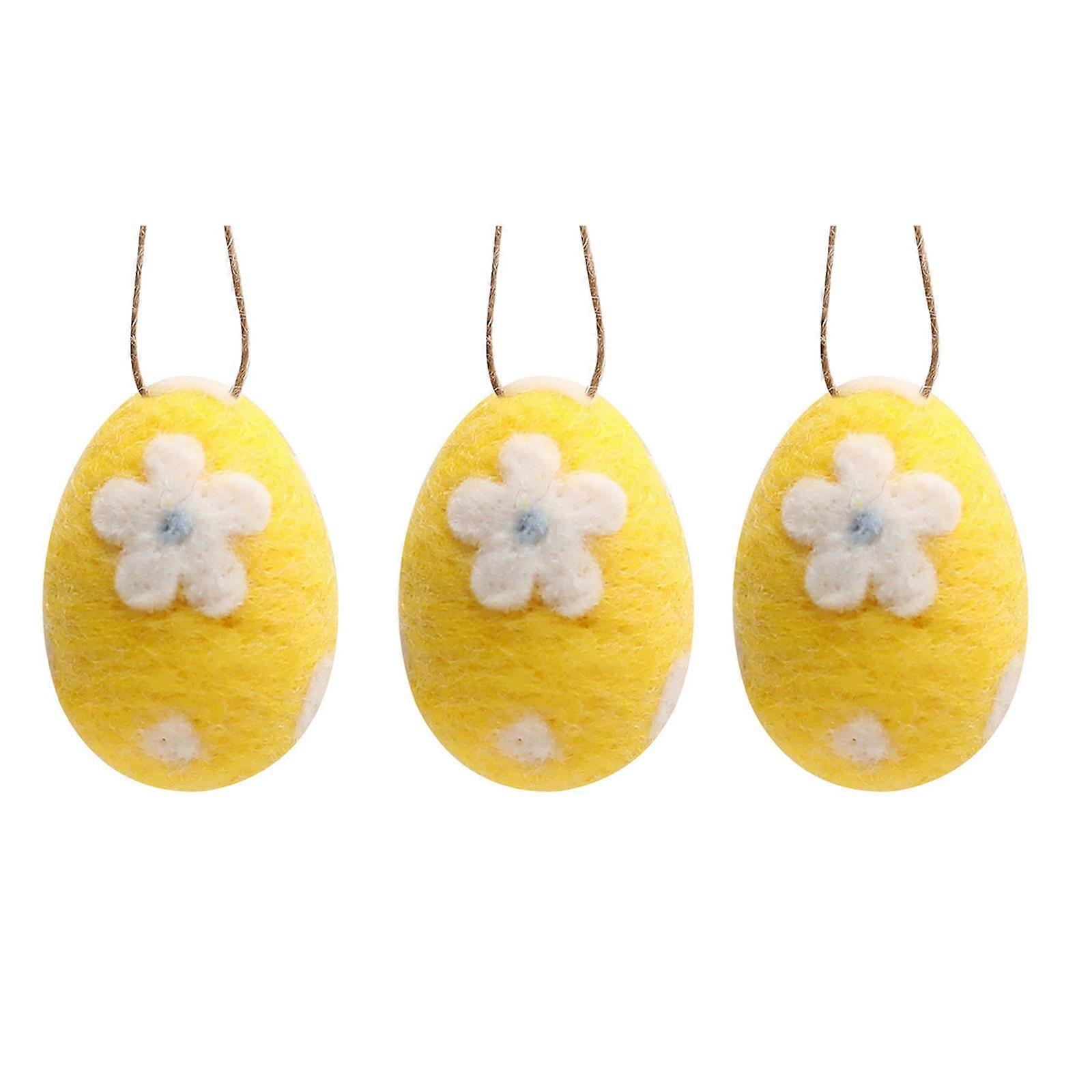 Pack of 3 Felted Wool Easters Eggs Pastel Decorative Ornaments for Tree Hanging and Basket Fillers Party Decoration