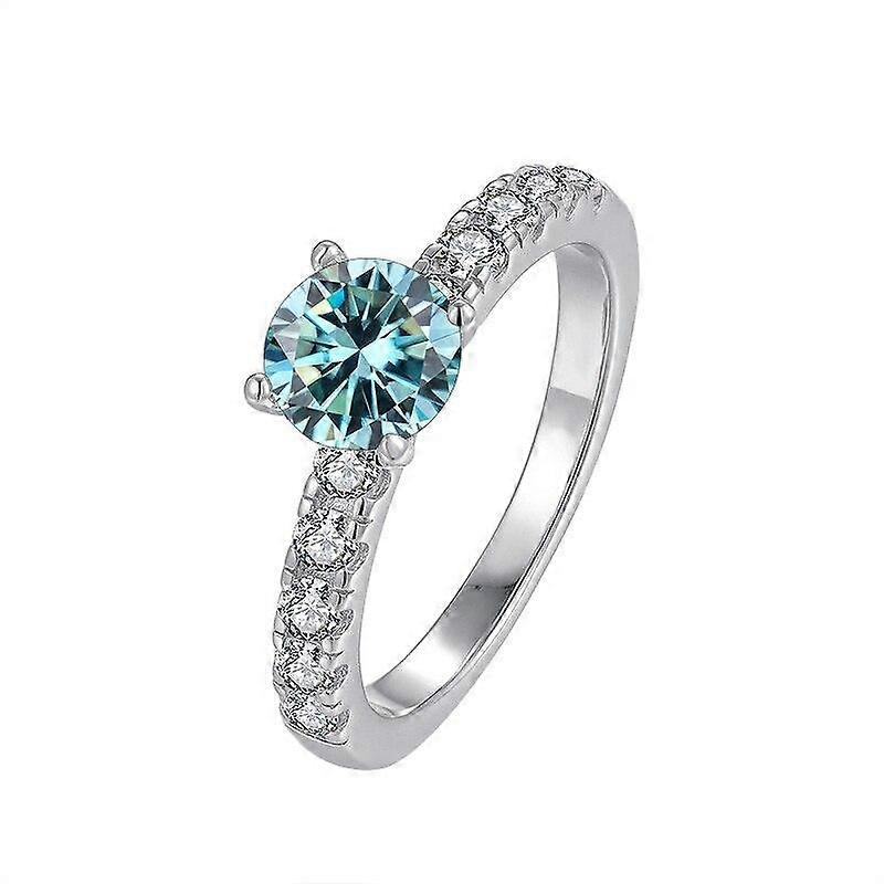 Bague Ringen 1.0ct 6.5mm στρογγυλό Moissanite 925 ασημένιο δαχτυλίδι Diamond Test πέρασε Fashion Claw Setting Γυναίκα κορίτσι δώρο πρόστιμο κοσμήματα