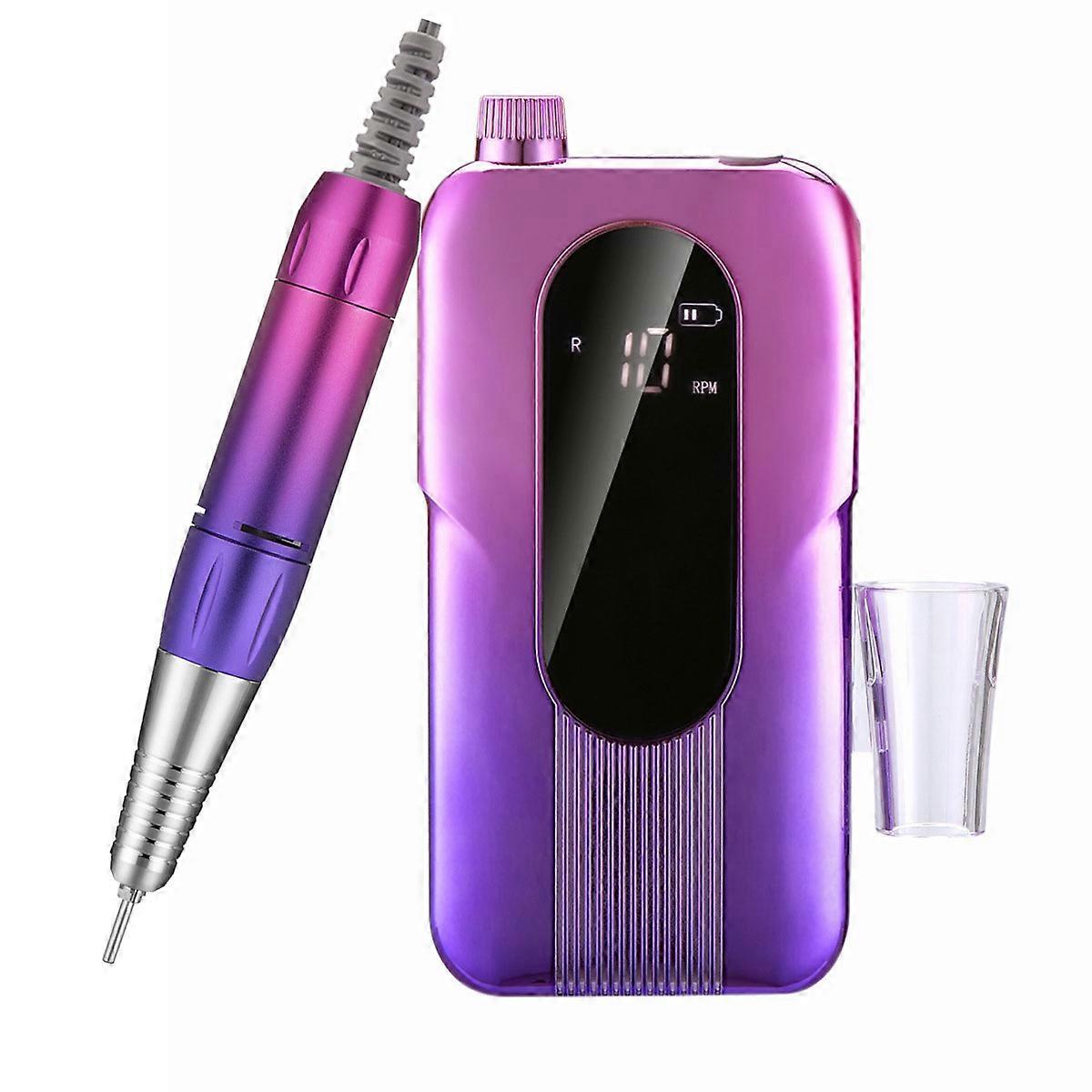 Electric Nail Drill, Rechargeable, Professional, Gradient Purple, 45W