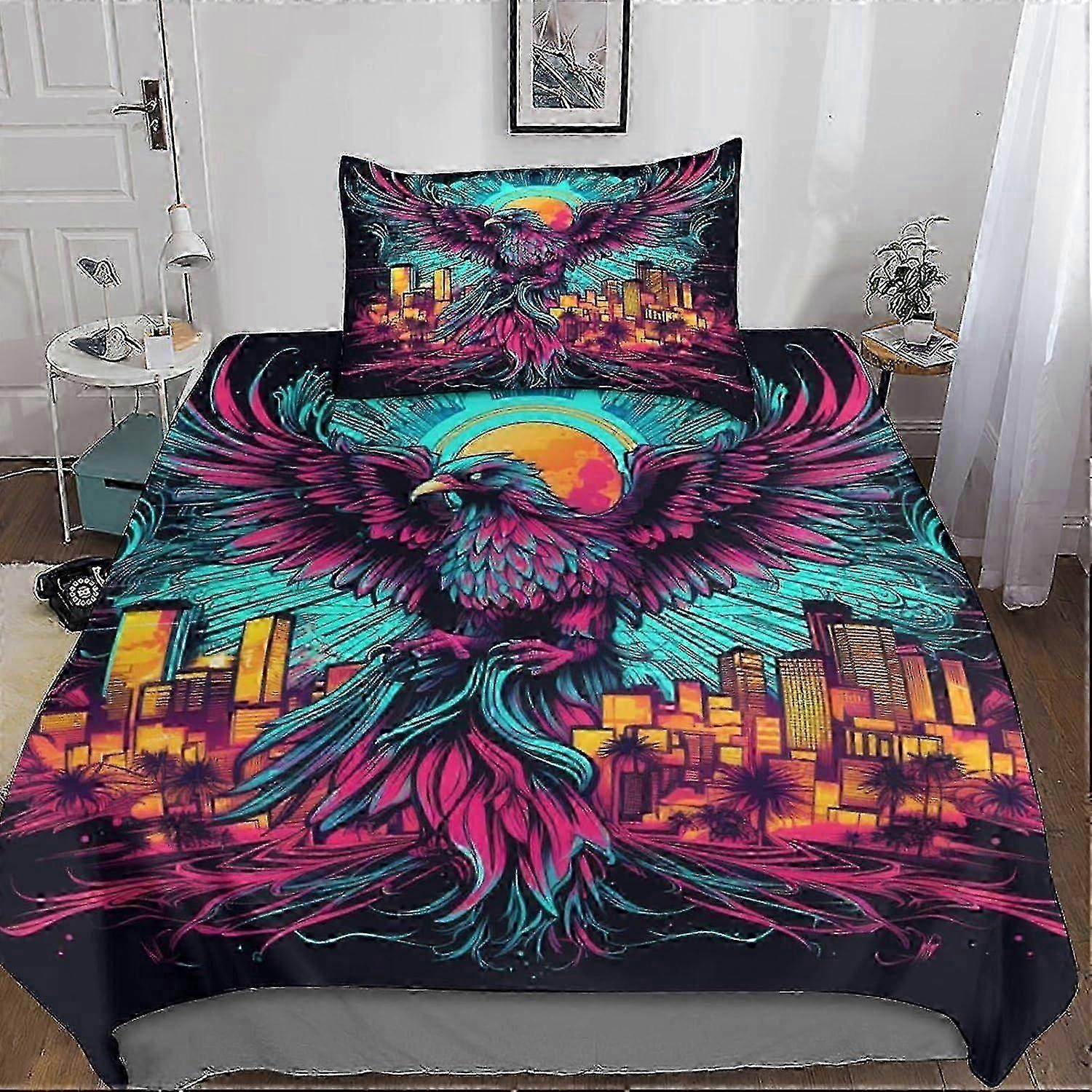 J35 ملاءات السرير غطاء لحاف الطيور مجموعة الفراش ستوكات ، 3D طباعة الملونة لحاف غطاء وسادة ، مع إغلاق سحاب ، لحاف ناعم C