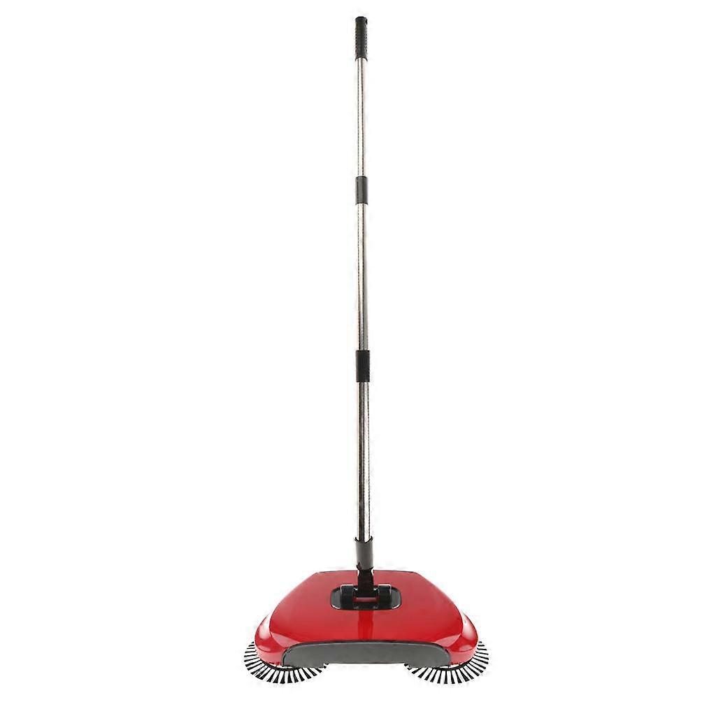 Adjustable Push Sweeping Machine Three Broom 360°Rotating No Electricity -