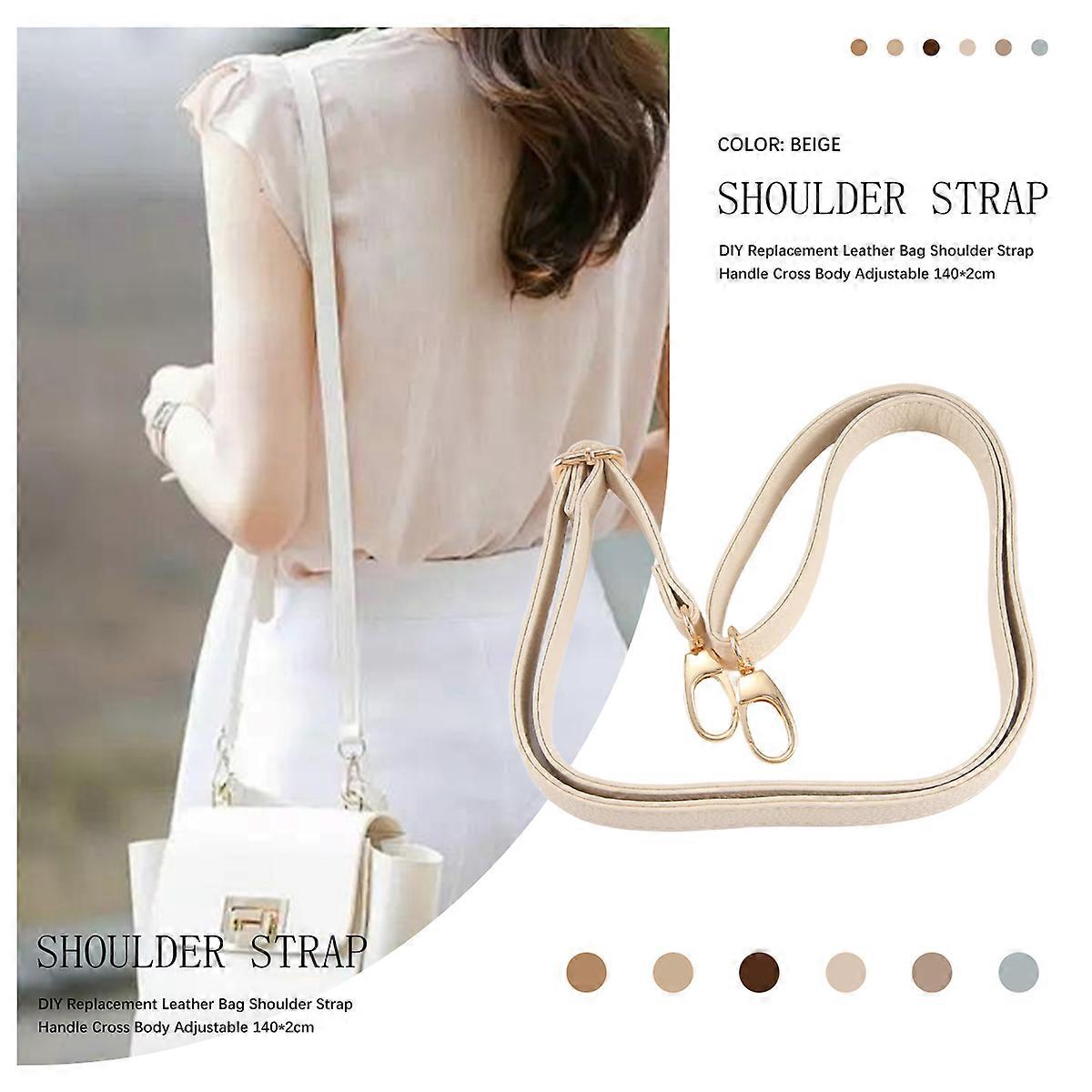 DIY Replacement Leather Bag Shoulder Strap Handle 140*2cm, Beige