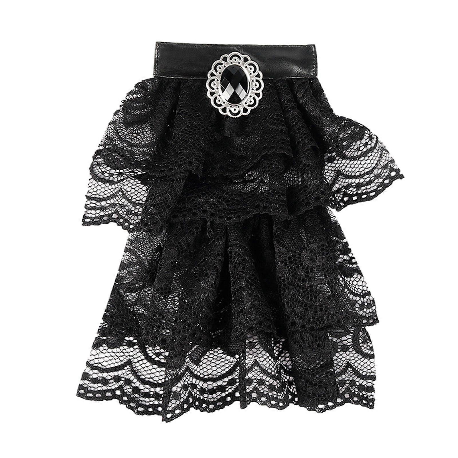 طوق وهمية فيكتوري قابل للفصل جابوت طوق مكشكش الرباط الصدار الرقبة طوق الكبار المرحلة حزب Steampunk التبعي أسود