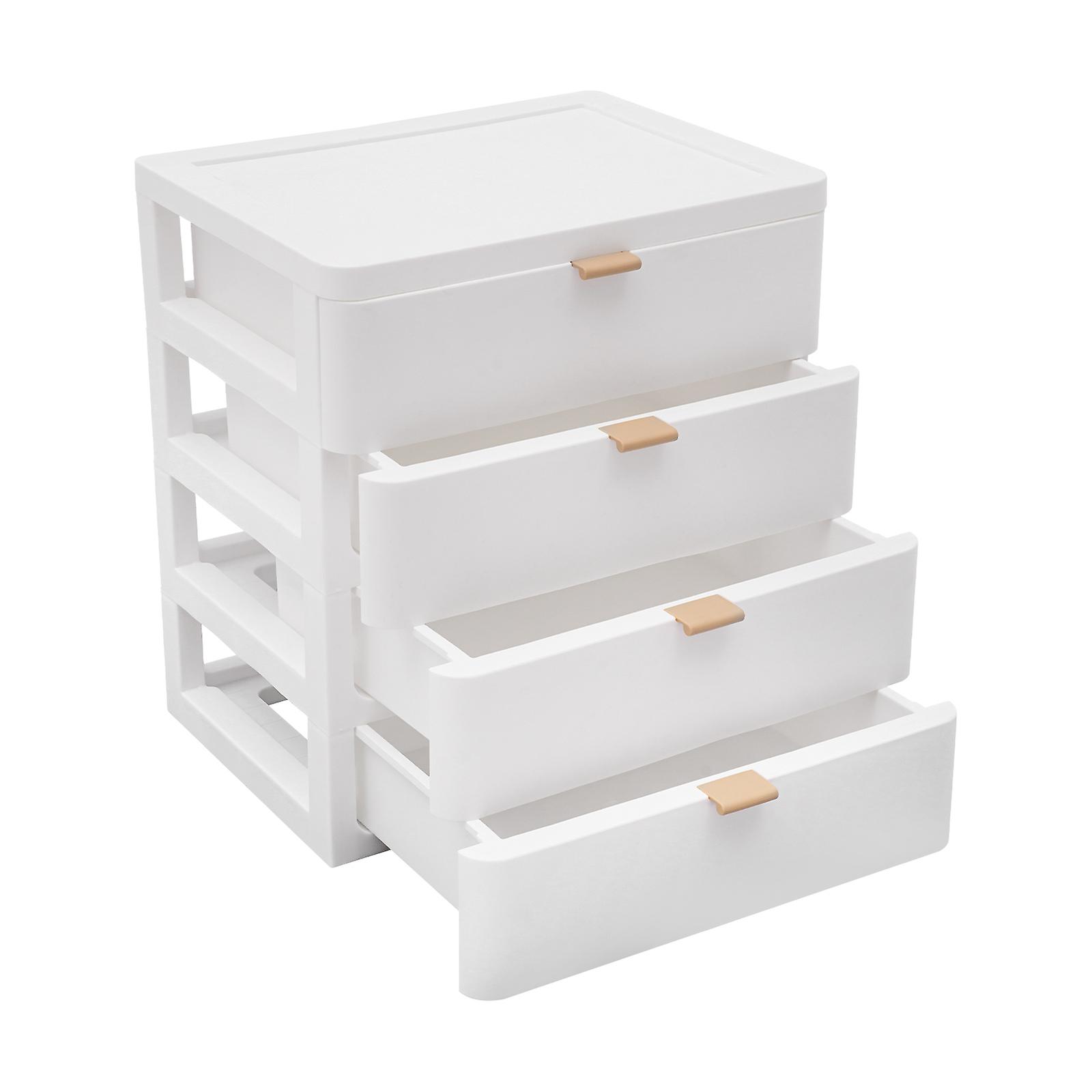 4 Tiers Rectangular Storage Box Desktop Organizer with Drawer for Home, Office
