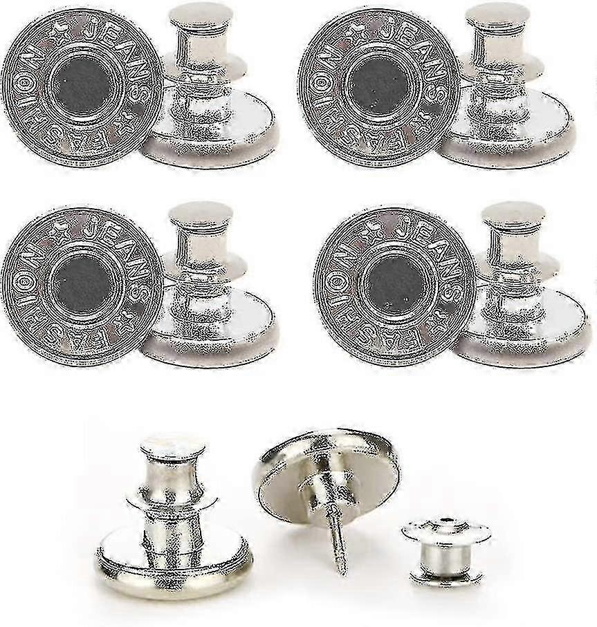 No Sew, No Tools: Instant 4-Set Reusable & Adjustable Replacement Button Pins compatible with Jeans