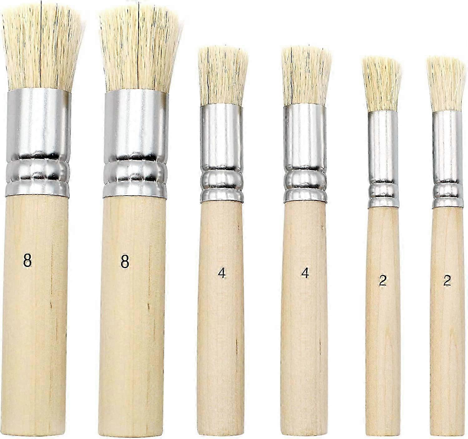 6Pieces 3 Sizes Wooden Stencil Brushes Round Chalk Brushes Pure Natural Stencil Brush for Furniture, Home Decor, DIY Craft Project