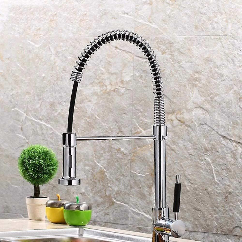 All-copper kitchen pull faucet mixed water dish spring multi-function