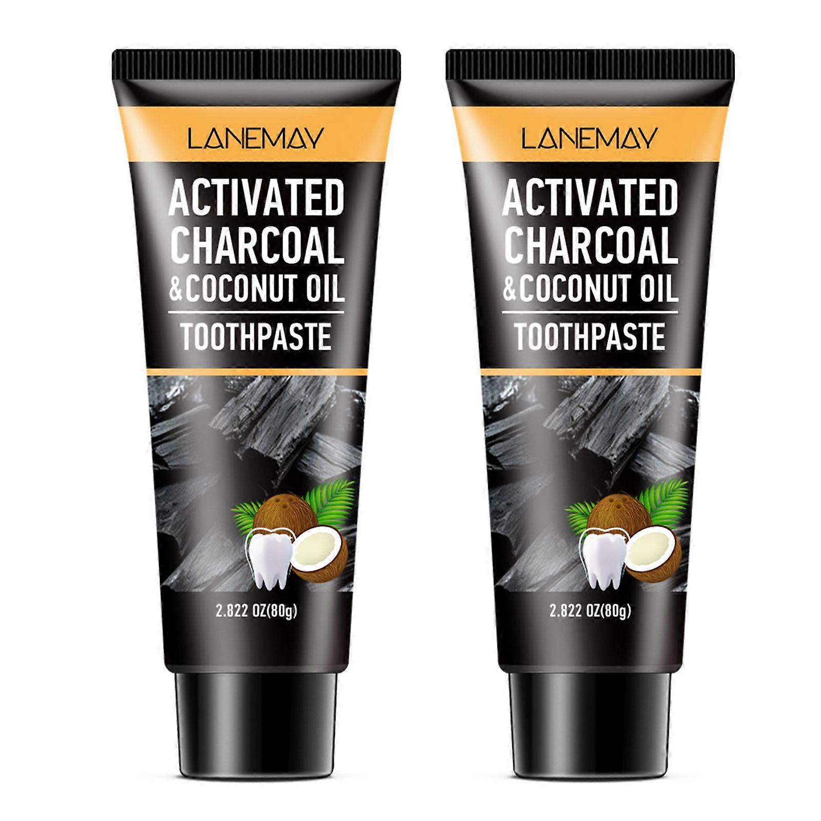 Activated Charcoal Toothpaste Coconut Oil Whitening Toothpaste Deep Stain Remover & Fresh Breath