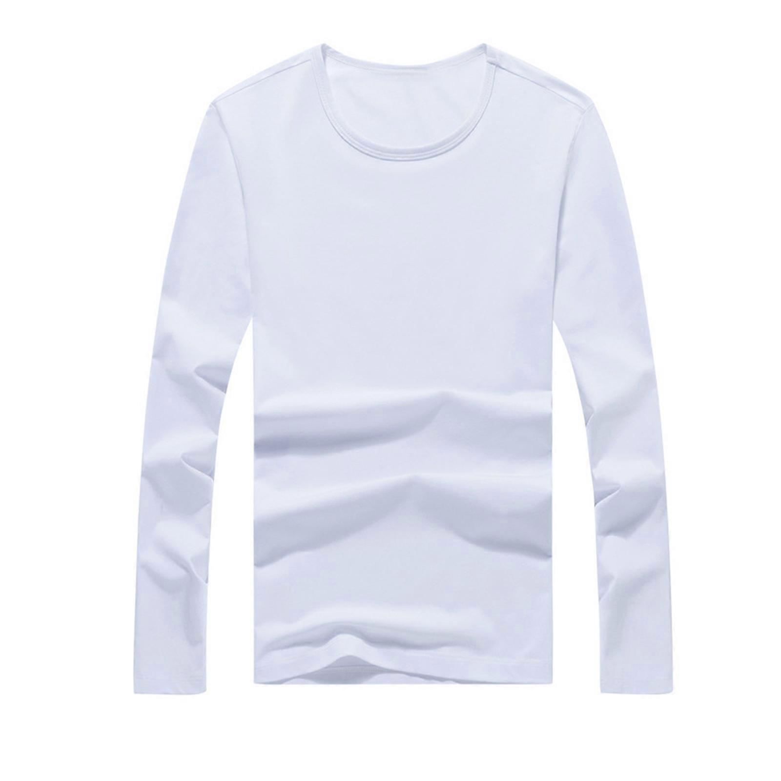 Herre Vinter Varm Langermet Genser Topp Termisk Undertøy Fritid Slank passform Crewneck Fløyel Tykke Slanke Bunnskjorter Hvit XL