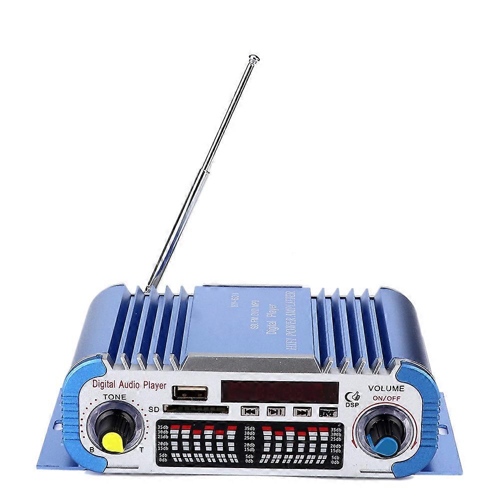 DC12V Hi Fi Audio Power Amplifier U Disk MP3 Player with Remote Control(Blue )