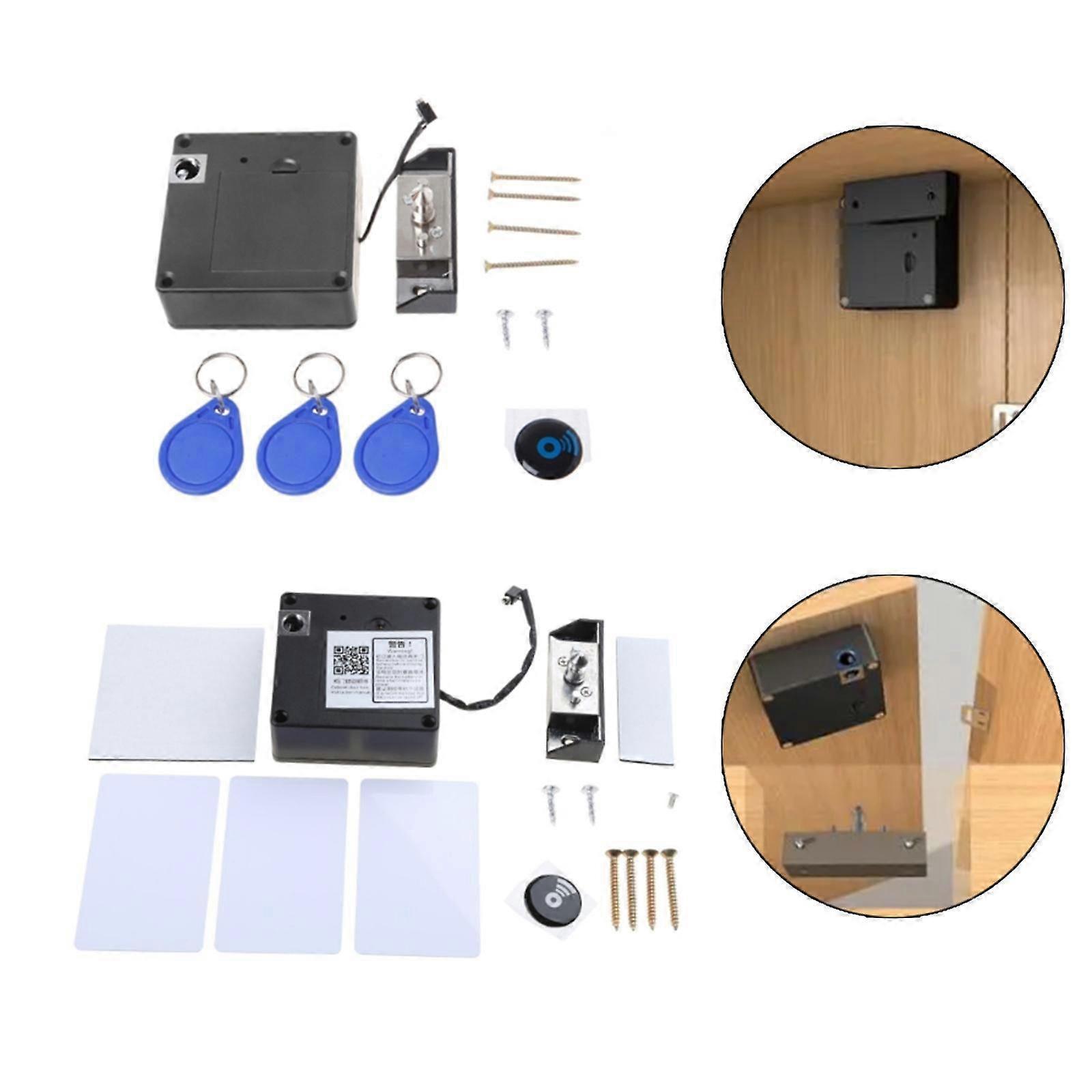 Cabinet Invisible Electronic RFID Lock Hidden Keyless Drawer Door Locks Sensor L  3pcs key