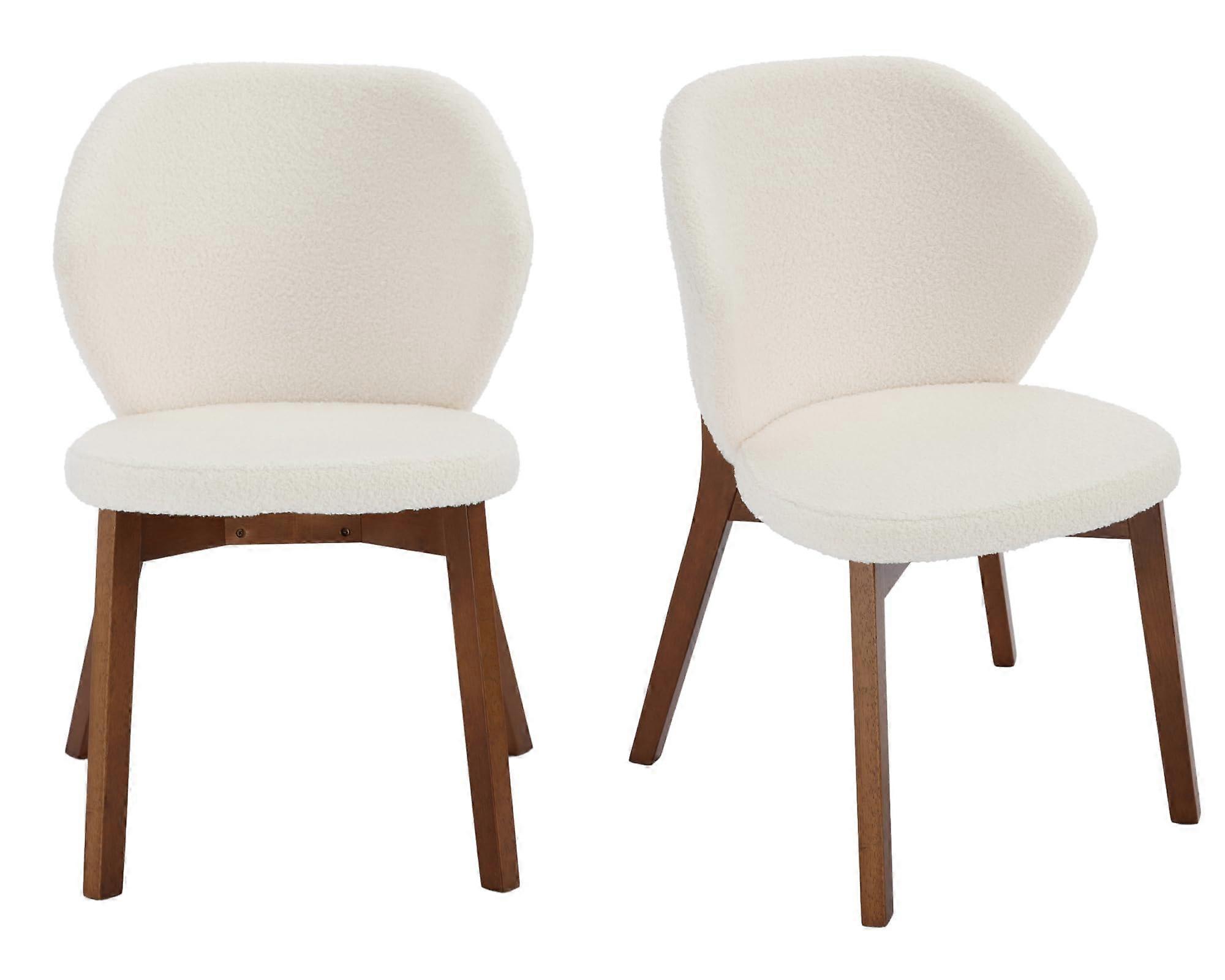 Armless Dining Chairs Set of 2 with Wood Solid Legs, Upholstered, Curved Back, Modern