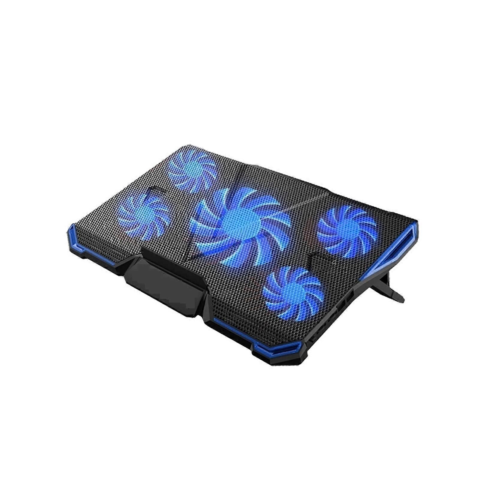 Adjustable Angles Laptop Cooler Ergonomic Cooling Pad With Five LED Fans, Fits 11, 15.6, 17 Inch Laptops, Blue