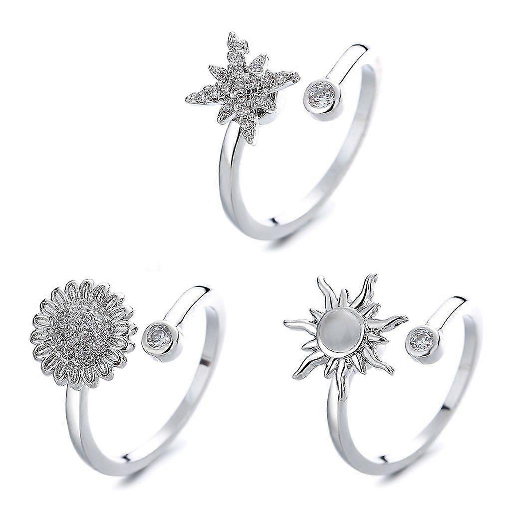 for Creative Rotatable Ring Adjustable Stress Relief Stackable for Women Girl Gi